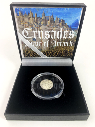 Crusades: Siege of Antioch SILVER Coin 1149-1163 COA & History & Capsule & Box - Collectors Couch