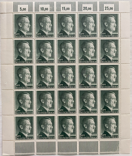 Rare German WWII Nazi Third Reich HITLER Stamp Sheet 1941 MNH - Collectors Couch