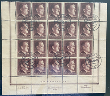 Load image into Gallery viewer, Rare German WWII Nazi Third Reich HITLER 20 Stamp Sheet 1.20 Zloty CANCELLED RARE - Collectors Couch