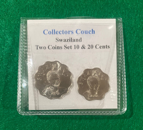 Collectors Couch Swaziland Two Coin Set 10 & 20 Cents