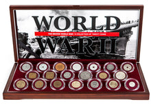 Load image into Gallery viewer, World War II Certified TWENTY Coins COA &amp; Capsules &amp; Secure Display Box Included - Collectors Couch