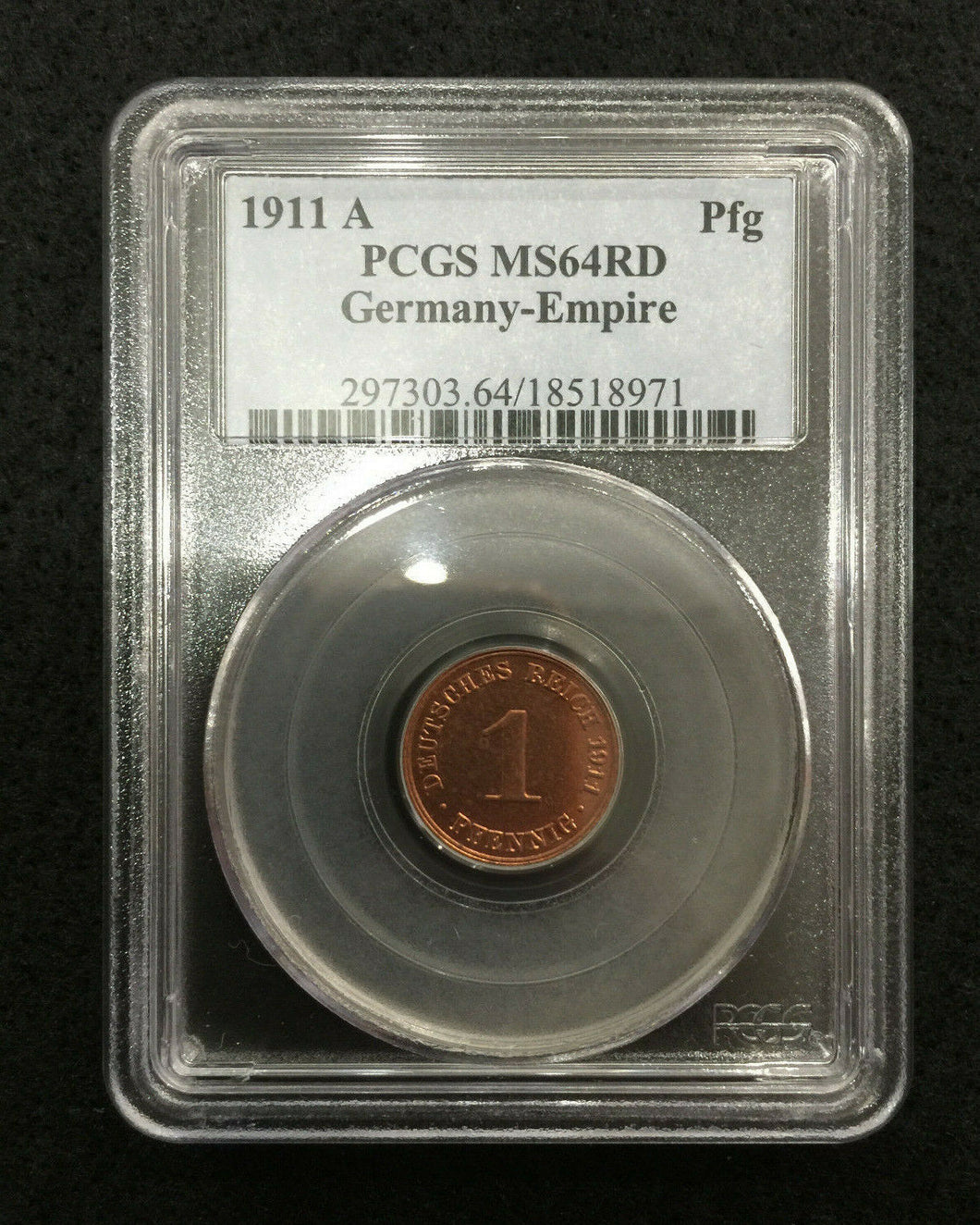 1911-A Germany Pfennig PCGS MS64 Red - 109 Years Old Historical Artifact - Collectors Couch