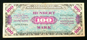 1944 WWII Germany Allied Occupation Military Currency 100 Mark Banknote - S025 - Collectors Couch