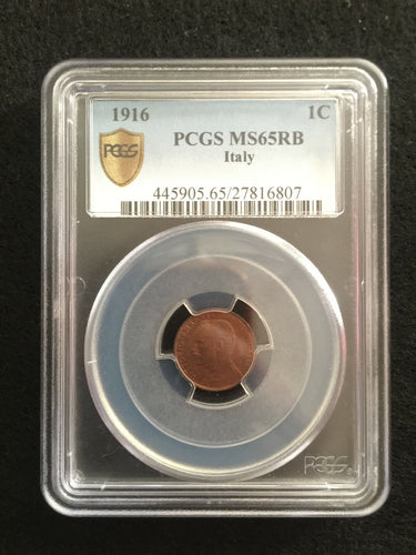 1916 Italy Centesimo PCGS MS65 RB - Collectors Couch