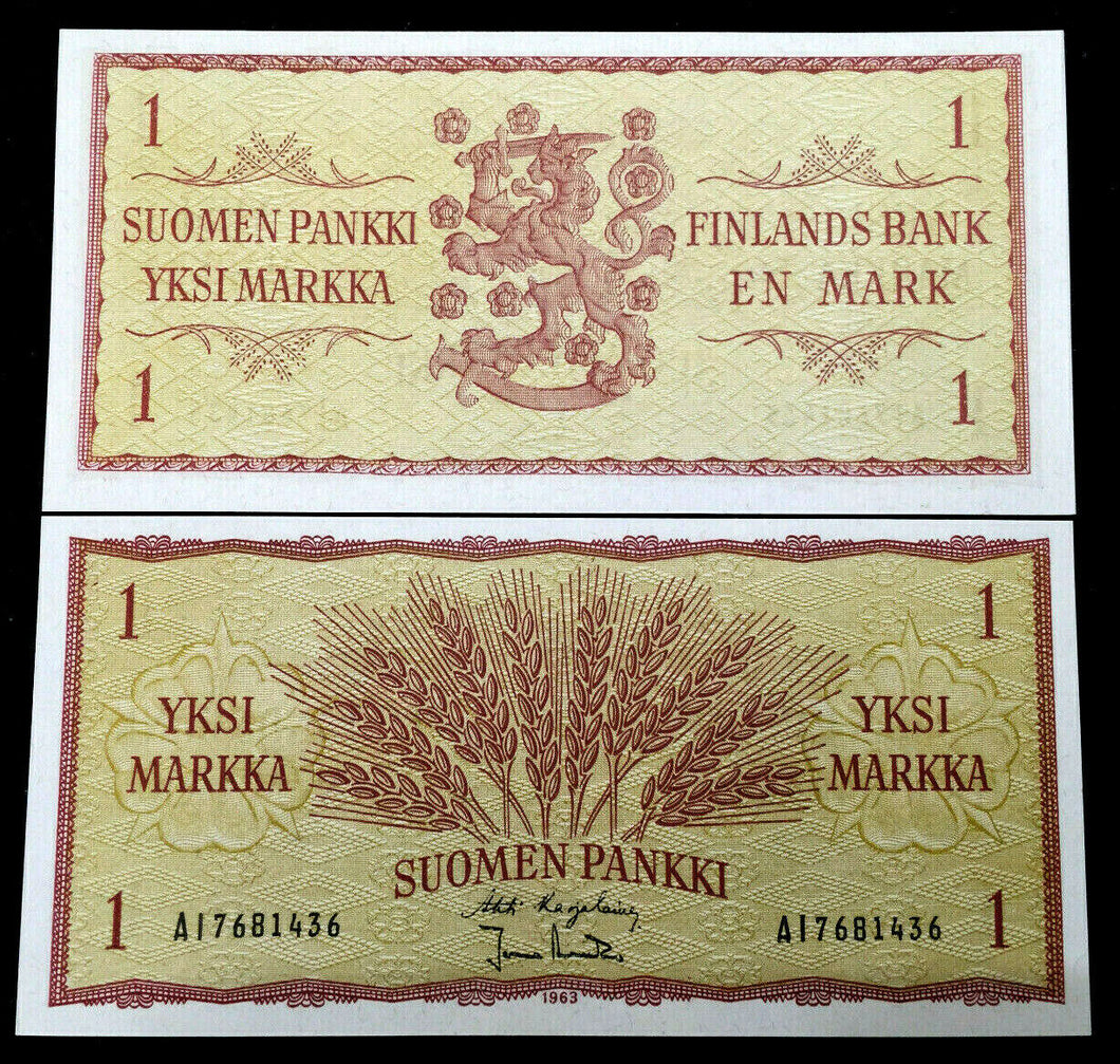 Finland 1 Markka 1963 Banknote World Paper Money UNC Currency Bill Note - Collectors Couch