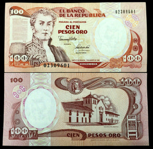 Colombia 100 Peso 1991 Banknote World Paper Money UNC Currency Bill Note - Collectors Couch