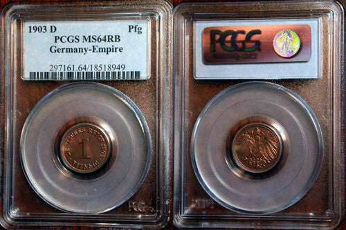 1903-D Germany Pfennig PCGS MS64 RB - 117 Years Old Historical Artifact - Collectors Couch