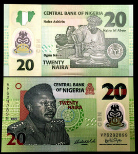 Nigeria 20 Naira 2007 Polymer Banknote World Paper Money UNC Currency Bill Note - Collectors Couch