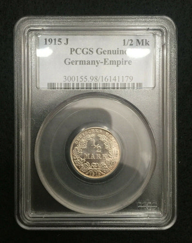 1915 J Germany Empire 1/2 Mark PCGS Rare Coin - Collectors Couch