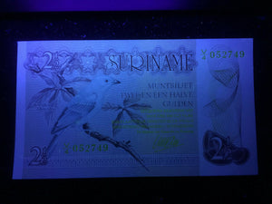 Suriname 2 1/2 Gulden 1985 Banknote World Paper Money UNC Currency Bird Lizard - Collectors Couch