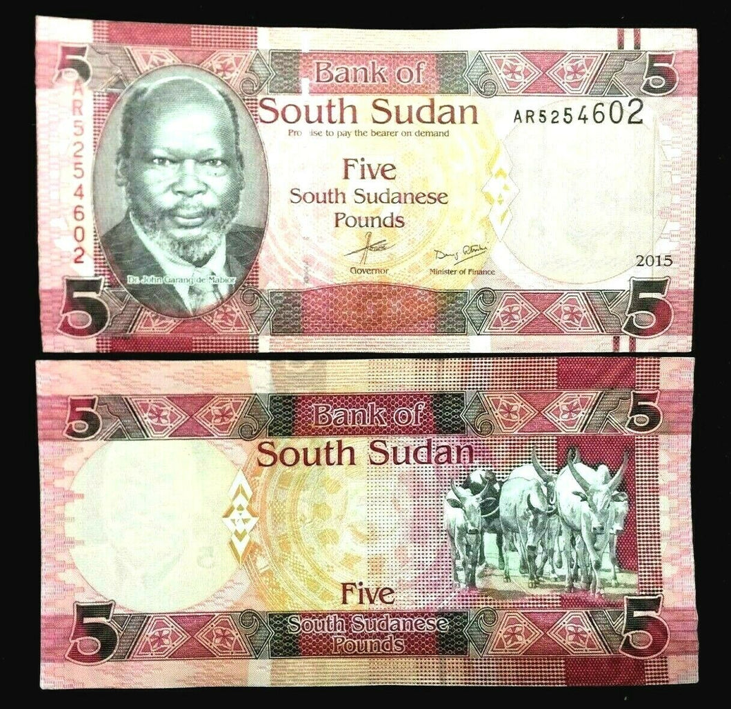 South Sudan 5 Pounds 2015 Banknote World Paper Money UNC Currency Bill Note - Collectors Couch
