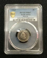 Load image into Gallery viewer, 1963 South Africa 5 Cent PCGS PR67 - Rare Historical Certified Artifact - Collectors Couch