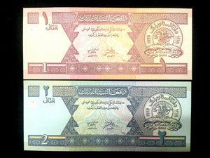 Authentic AFGHANISTAN Bank Notes 1 and 2 Afghani Bills - A Remembrance of War - Collectors Couch