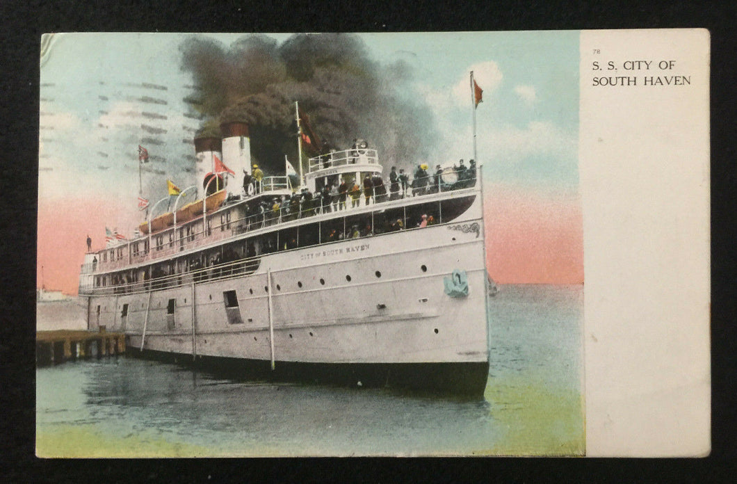 1906 POST CARD OF THE S S CITY OF SOUTH HAVEN - Collectors Couch