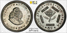 Load image into Gallery viewer, 1963 South Africa 5 Cent PCGS PR67 - Rare Historical Certified Artifact - Collectors Couch