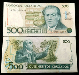 Brazil 500 Cruzados 1988 Banknote World Paper Money UNC Currency Bill - Collectors Couch