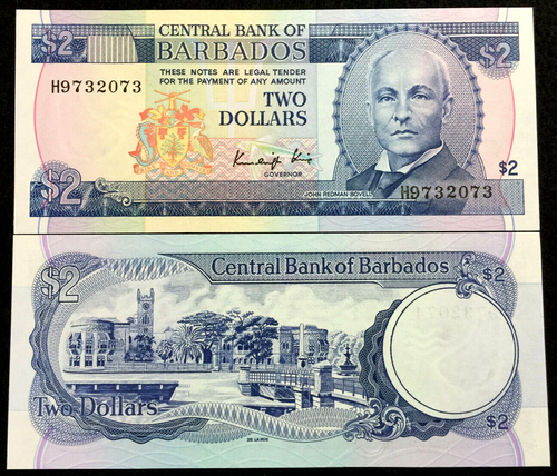 Barbados 2 Dollars 2007 Banknote World Paper Money UNC Currency Bill Note - Collectors Couch