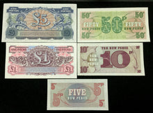 Load image into Gallery viewer, Great Britain Armed Forced 50,10,5,1 Pence Banknote Set World Paper Money UNC - Collectors Couch