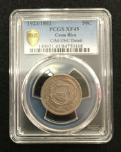 Load image into Gallery viewer, COSTA RICA 50 CENTIMOS 1923/1893 PCGS XF45 C/M UNC - DETAIL. - Collectors Couch