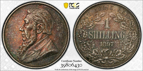 1897 South Africa Shilling PCGS AU Details - Rare Historical Certified Artifact - Collectors Couch